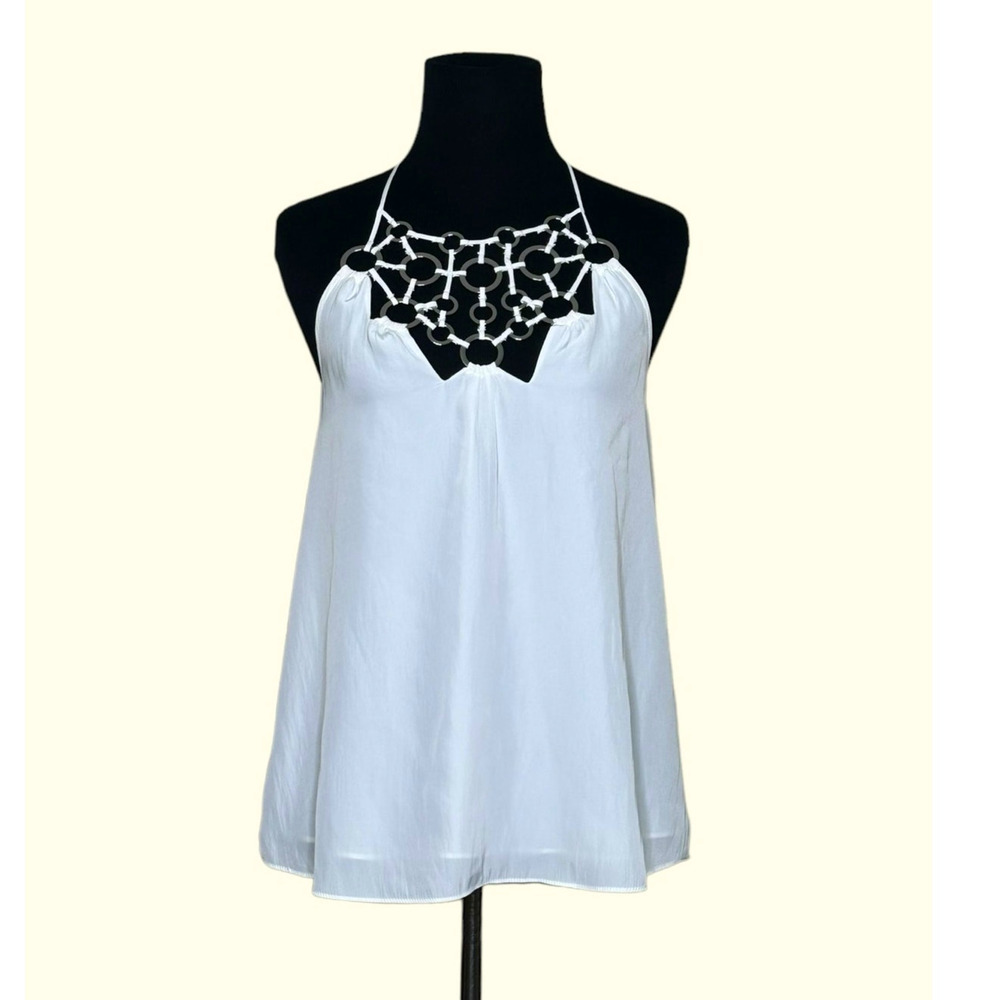 Ramy Brook off white Ring-Detail Halter Top size XXS